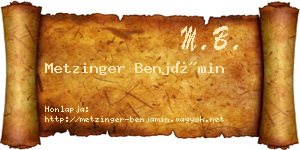 Metzinger Benjámin névjegykártya